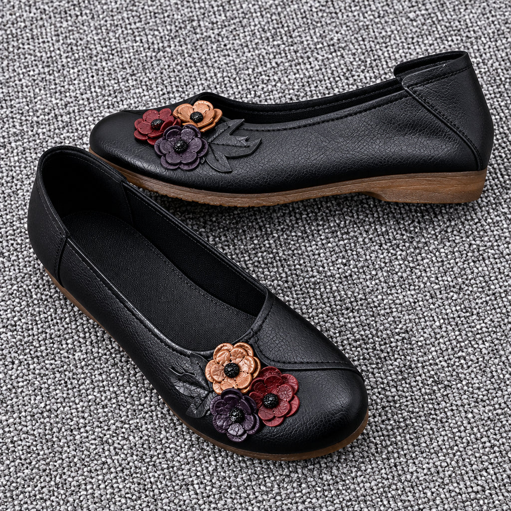 Mocassins en Cuir Fleuri Vintage Confort